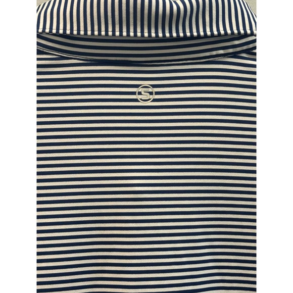 Stitch Golf Polo Shirt Mens XL Navy Blue White Striped Performance Casual - Picture 10 of 16